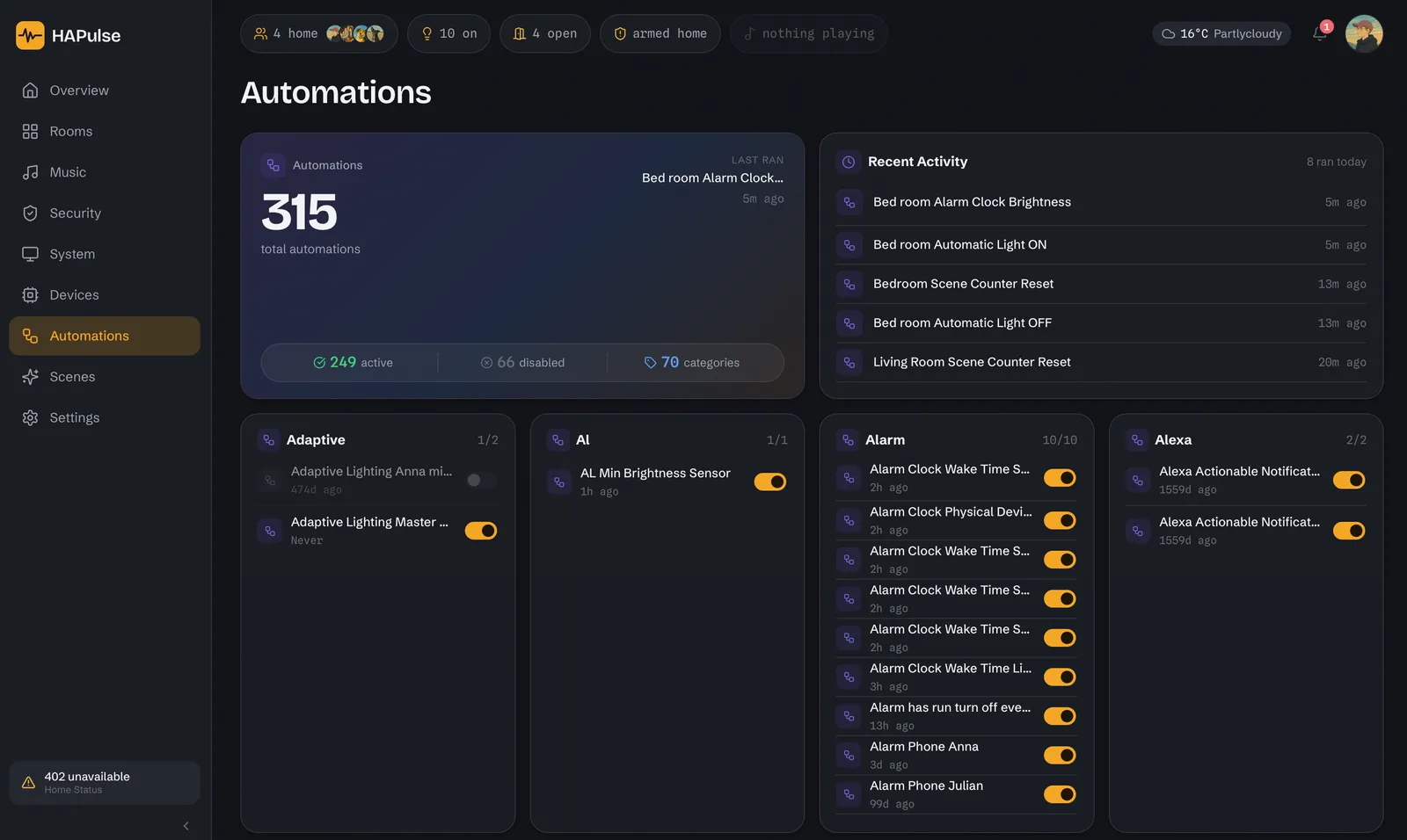 HAPulse automations browser